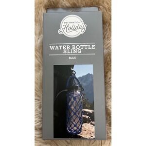 Destination Holiday Blue Water Bottle Sling Woven Net Carrier 806370 NEW